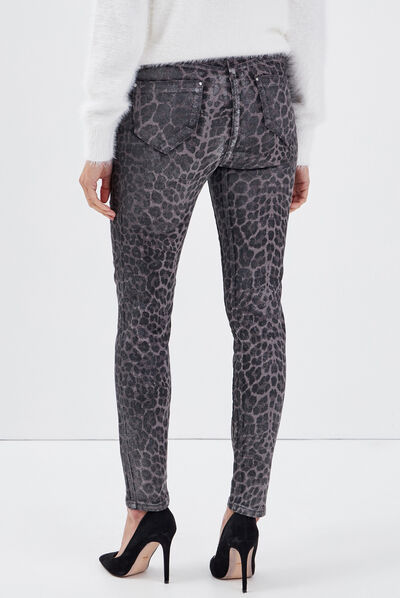 Pantalon ajusté taille haute gris foncé femme