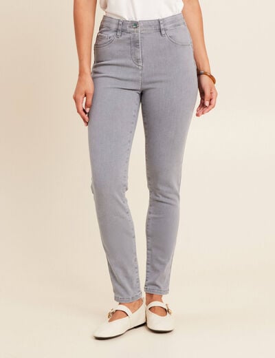 Jean magique L'Unique coupe ajust&eacute;e denim gris femme