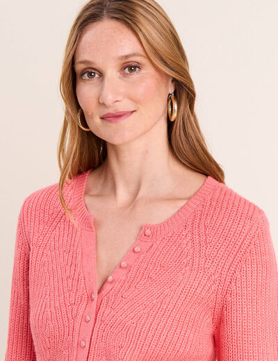 Pull manches longues rose framboise femme