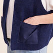 Gilet sans manches aspect laineux bleu marine femme