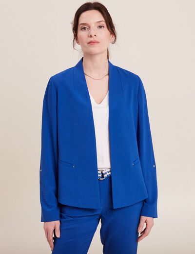 Veste droite fluide bleu electrique femme