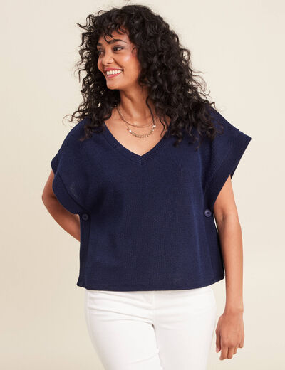 T-shirt sans manches bleu marine femme