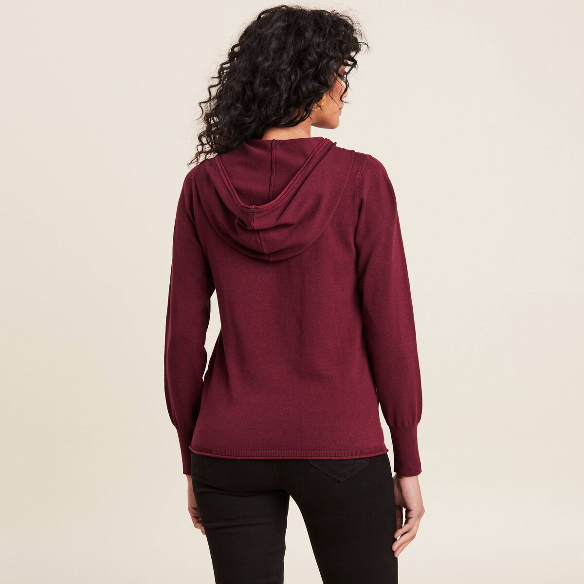 Pull manches longues bordeaux femme