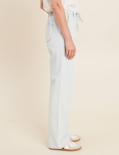 Jean large taille haute denim bleach femme