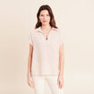 Blouse manches courtes fluide beige femme