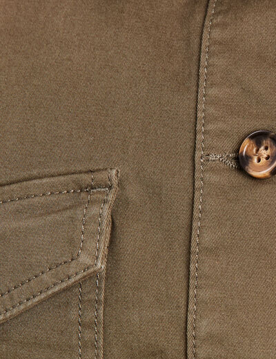 Veste droite boutonnée vert olive femme