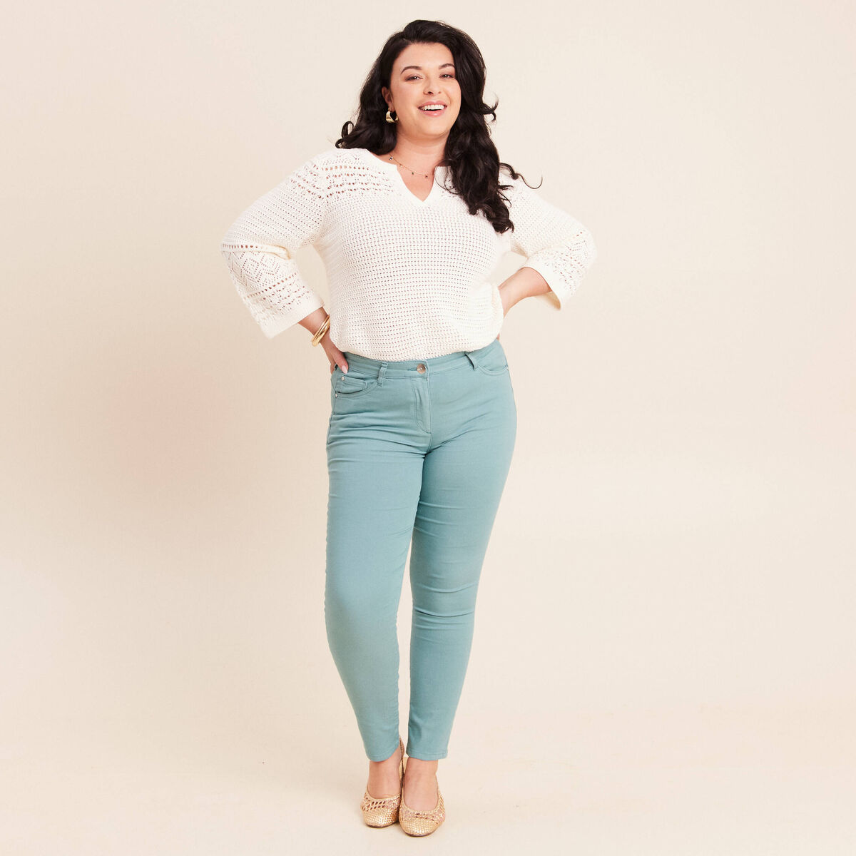 Pantalon magique Le L&eacute;ger coupe ajust&eacute;e bleu turquoise femme