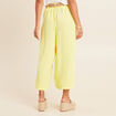 Pantalon jupe-culotte large jaune clair femme