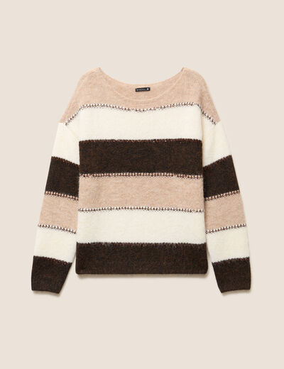 Pull col bateau marron femme