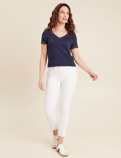 T-shirt manches courtes bleu marine femme