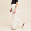 Pantalon taille haute aspect lin blanc femme