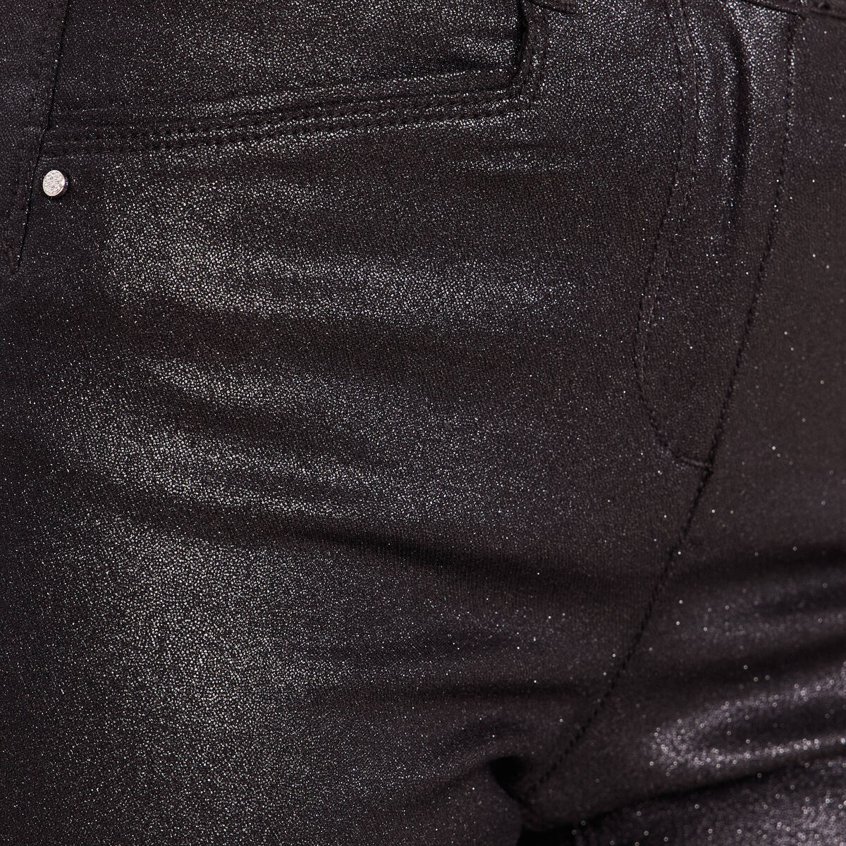Pantalon iris&eacute; en similicuir noir femme