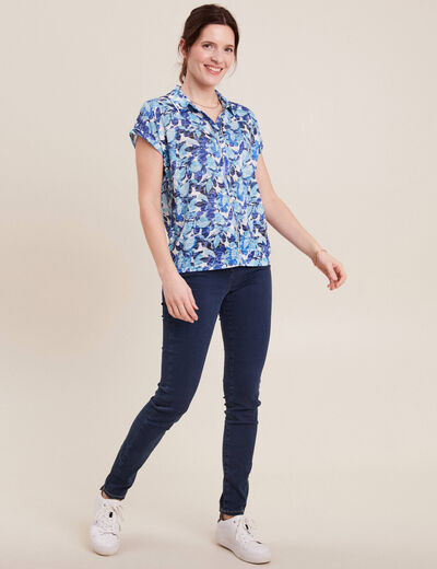 Chemise manches courtes bleu femme