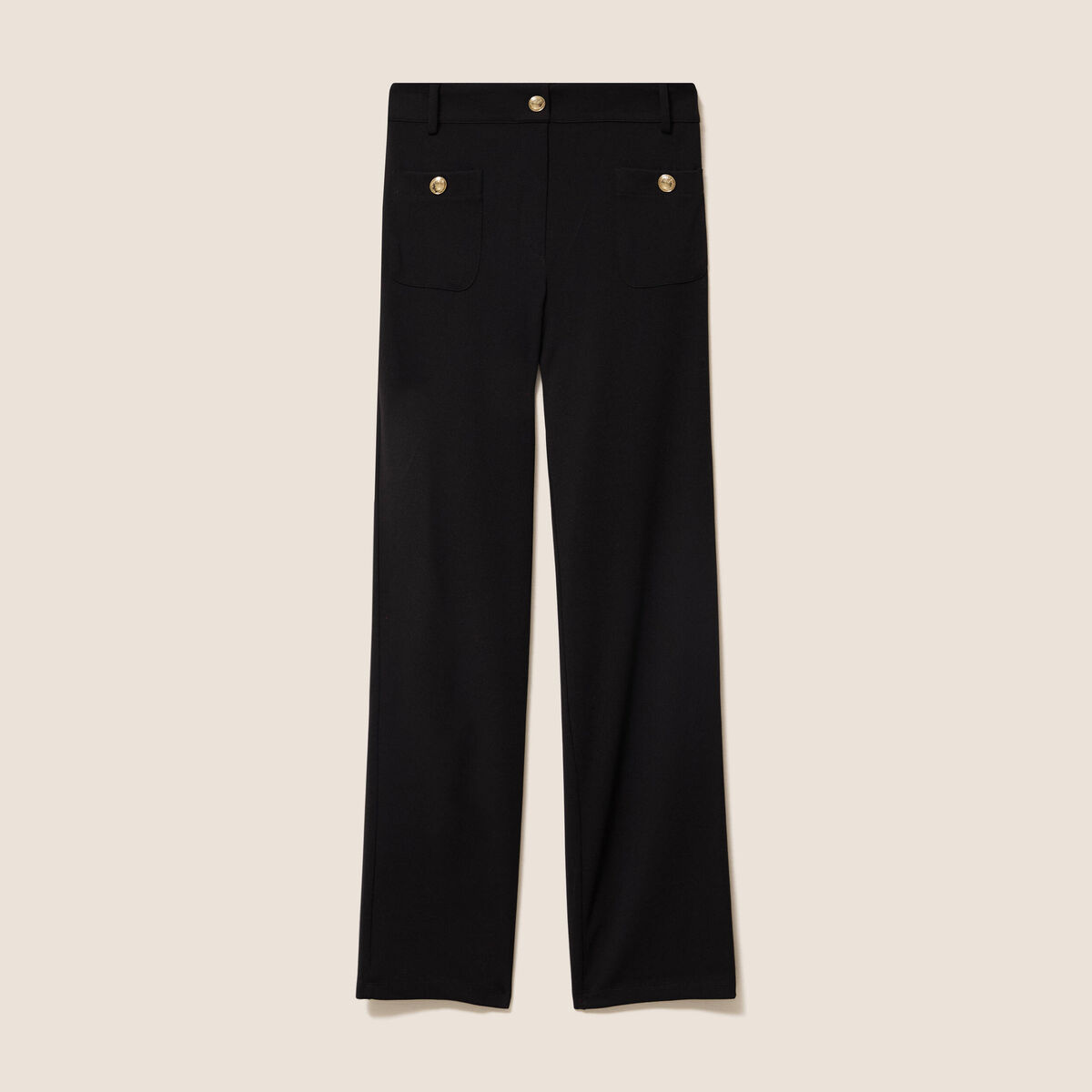 Pantalon coupe droite taille haute noir femme