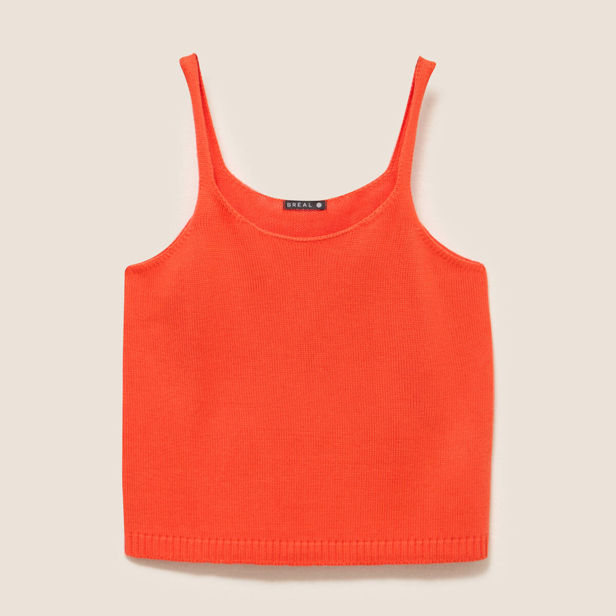 D&eacute;bardeur droit court col rond orange fonc&eacute; femme