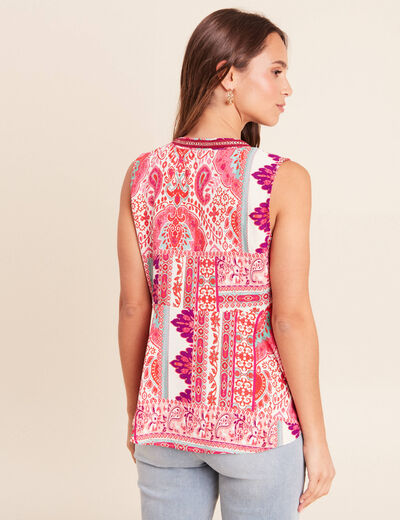 Blouse ample sans manches col v rose femme