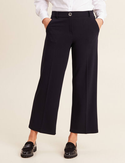 Pantalon large pinces bleu foncé femme