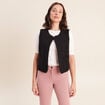 Gilet sans manches bouclette poches noir femme