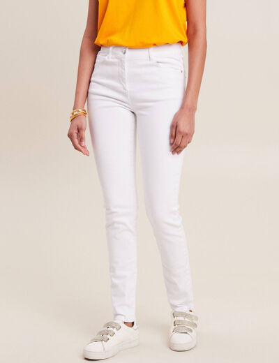 Jean magique ajusté taille standard blanc femme