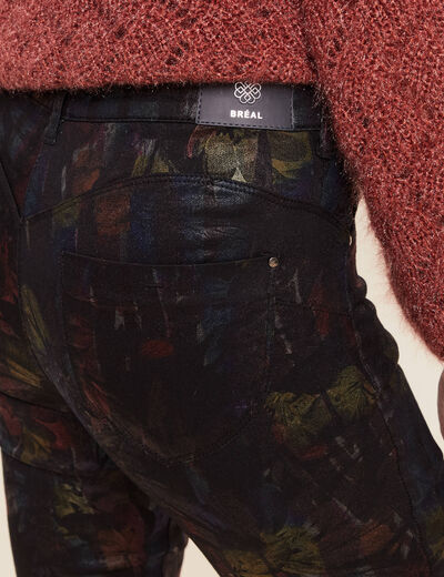 Pantalon ajusté enduit 7/8ème multicolore femme
