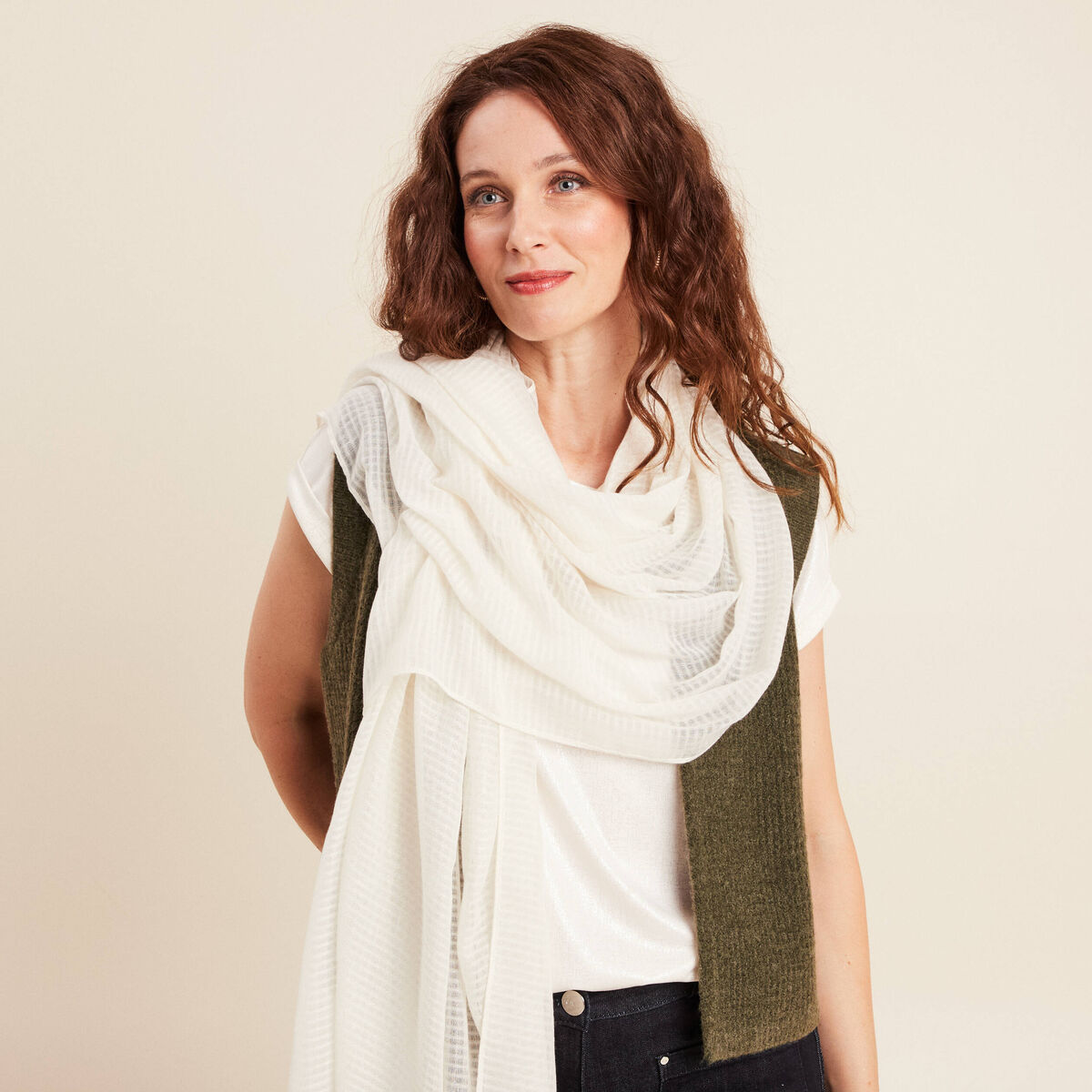 Foulard ecru femme