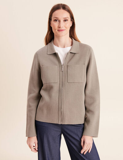 Gilet r&eacute;versible manches longues vert femme