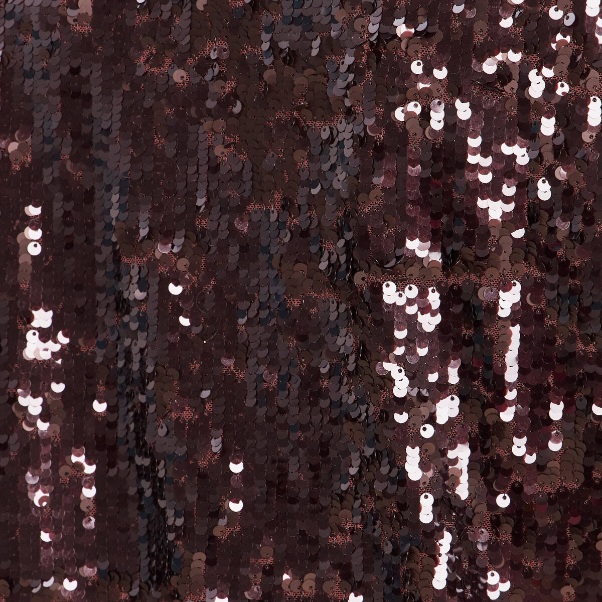 T-shirt &agrave; sequins manches courtes marron fonc&eacute; femme