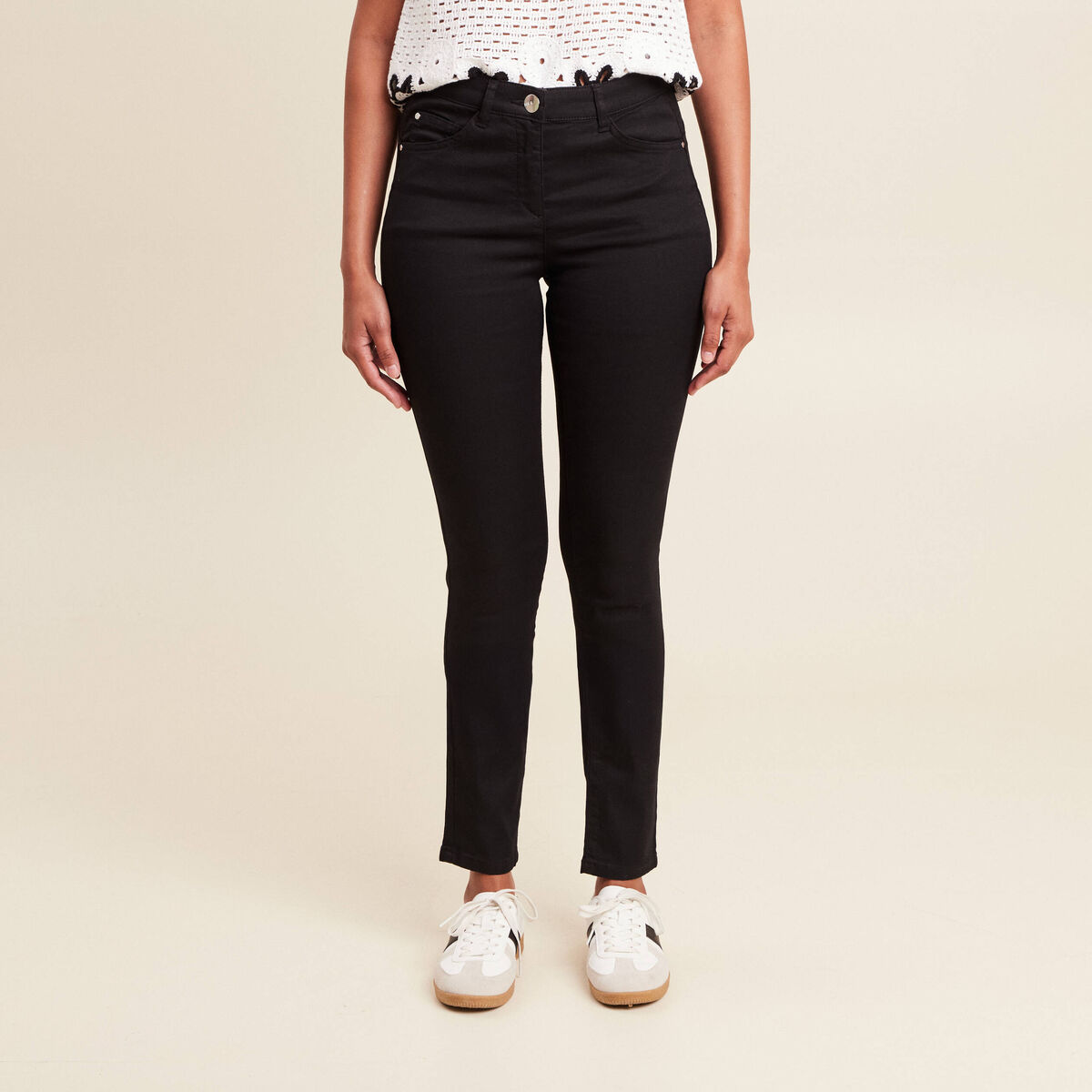 Pantalon léger taille standard long noir femme
