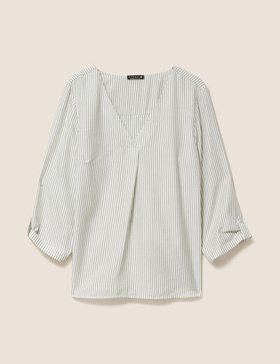 blouse fluide manches 3/4 vert femme