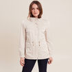 Parka d&eacute;perlante cintr&eacute;e lien &agrave; coulisse sable femme