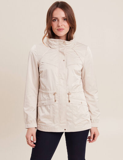 Parka déperlante cintrée lien à coulisse sable femme