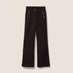 Pantalon coupe bootcut &agrave; pont marron fonc&eacute; femme