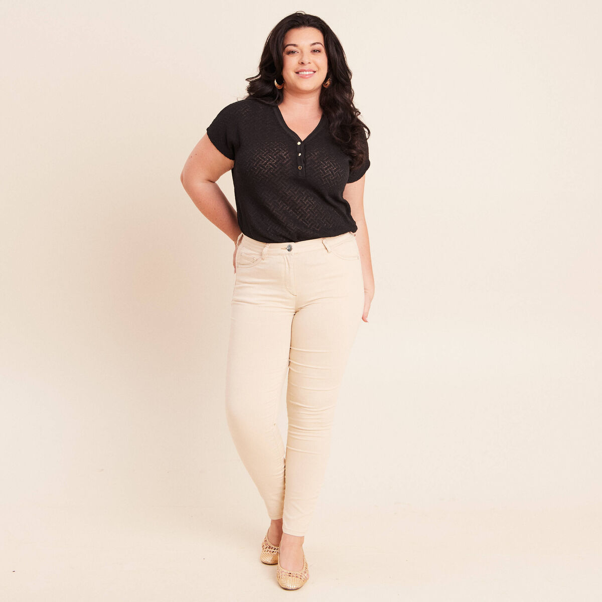 Pantalon magique Le L&eacute;ger coupe ajust&eacute;e ivoire femme