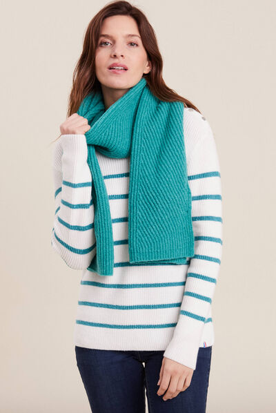 Écharpe tricotée bleu canard femme