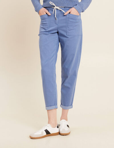 Pantalon coupe droite à coulisse bleu ciel femme
