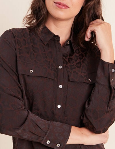 Chemise manches longues marron femme
