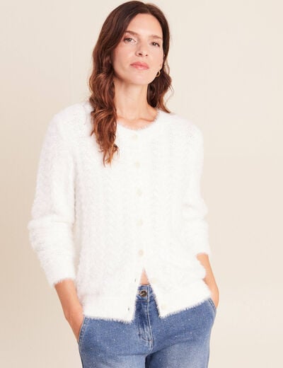 Cardigan col rond ecru femme