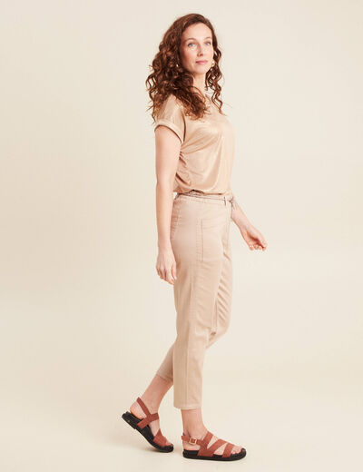 Pantalon droit réversible taupe femme