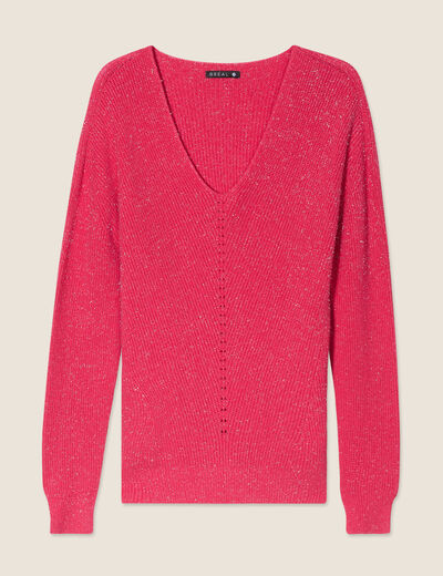 Pull manches longues rose framboise femme
