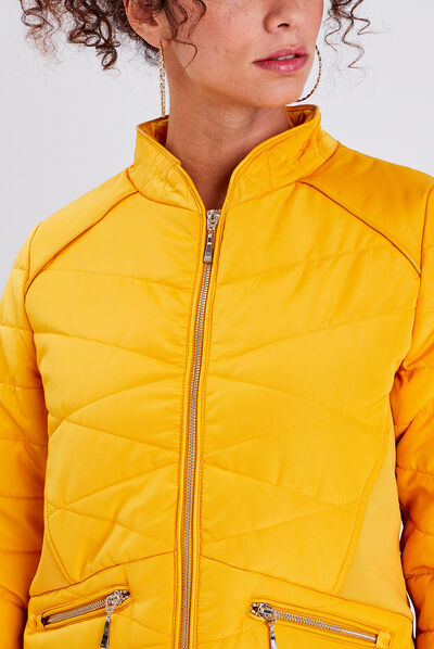 Doudoune droite jaune or femme