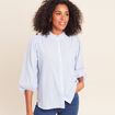 Chemise col montant manches 3/4 bleu femme