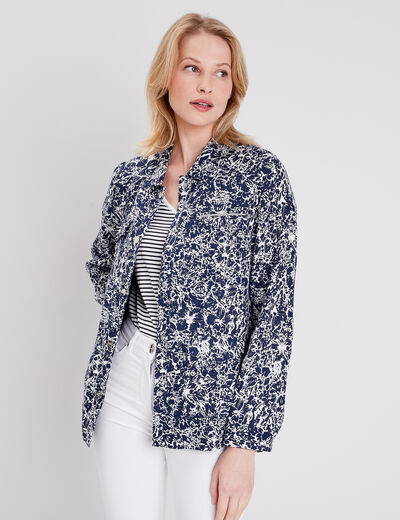 Veste droite boutonnée ecru femme