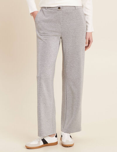 Pantalon large paillettes gris argent femme