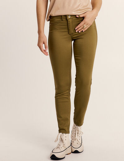 Pantalon enduit réversible couleur bronze femme