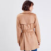 Trench droit effet suédine marron femme
