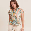 Chemise manches courtes nouée multicolore femme