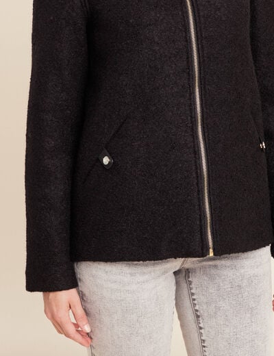 Manteau doubl&eacute; avec laine noir femme