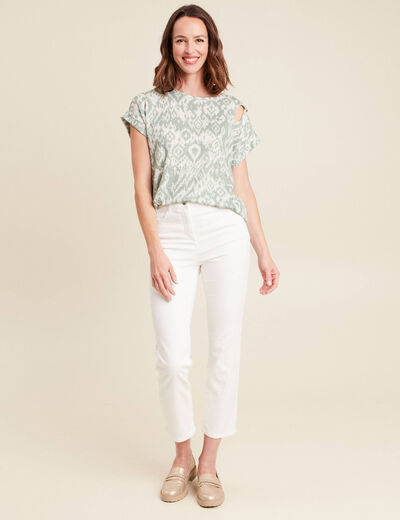 t-shirt droit court manches courtes vert femme