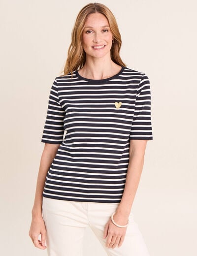T-shirt col rond noir femme