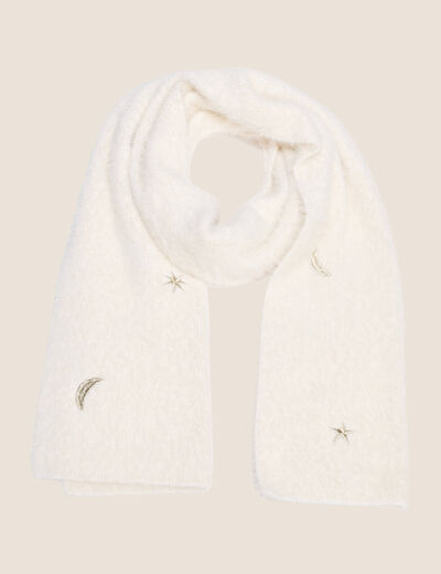 &Eacute;charpe avec broderies ecru femme